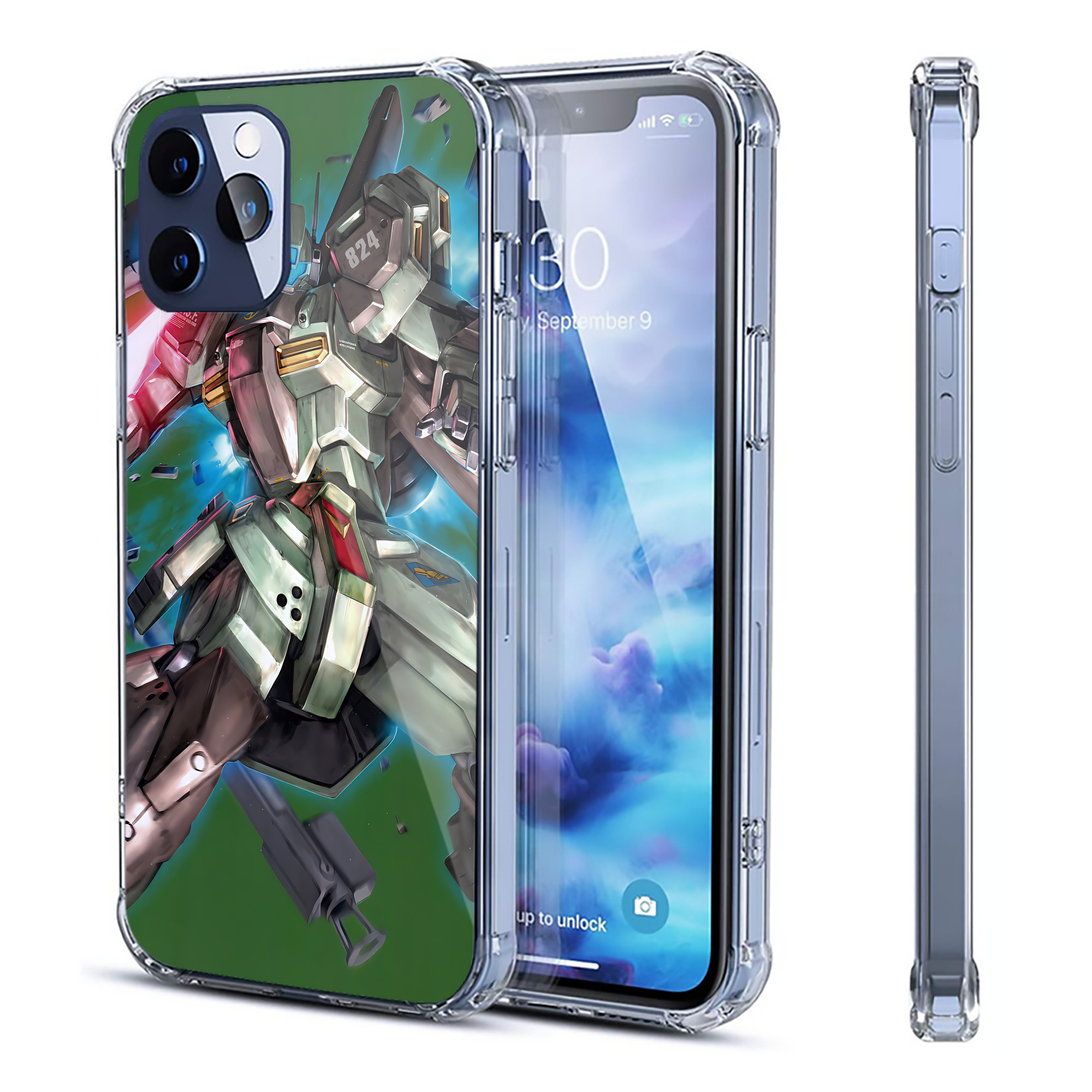 （画像用） 機動戦士ガンダム Mobile Suit Gundam 【iPhone 12シリーズ対応】透明スマホケース（クリアソフトケース）